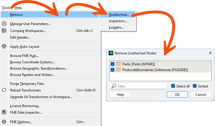 Removing unattached feature types